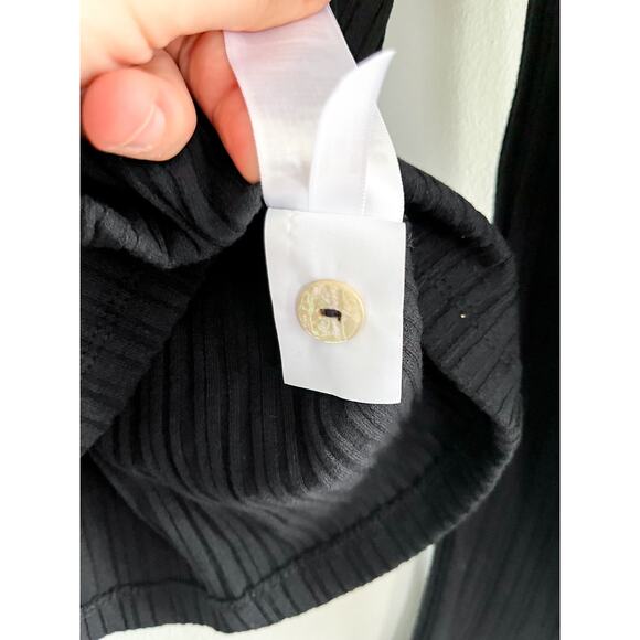 Madewell | NWT | Variegated Rib Boxy Polo Shirt | True Black | Sz XXS - Picture 7 of 8